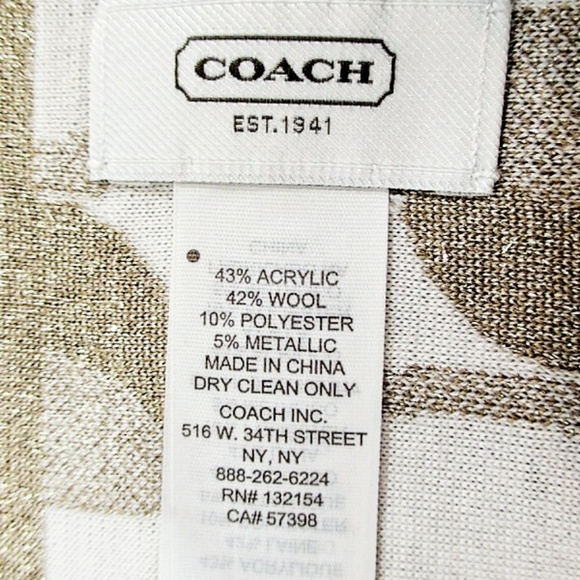 Coach Metallic Gold Signature Mixed wool scarf - Picture 3 of 3